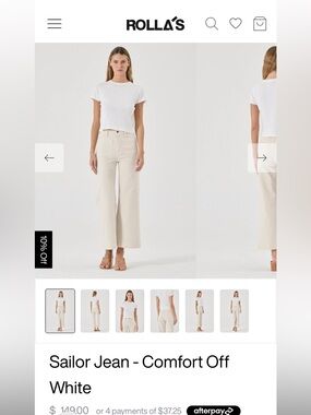 ROLLA'S Off-White Wide Leg Sailor Jeans